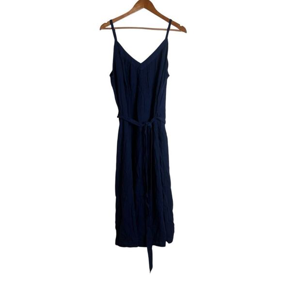 NWT! Gap navy crinkle gauze midi dress. Size large - Picture 1 of 9